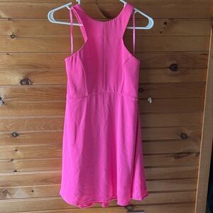 Bright Hot Pink Halter Skater Dress
